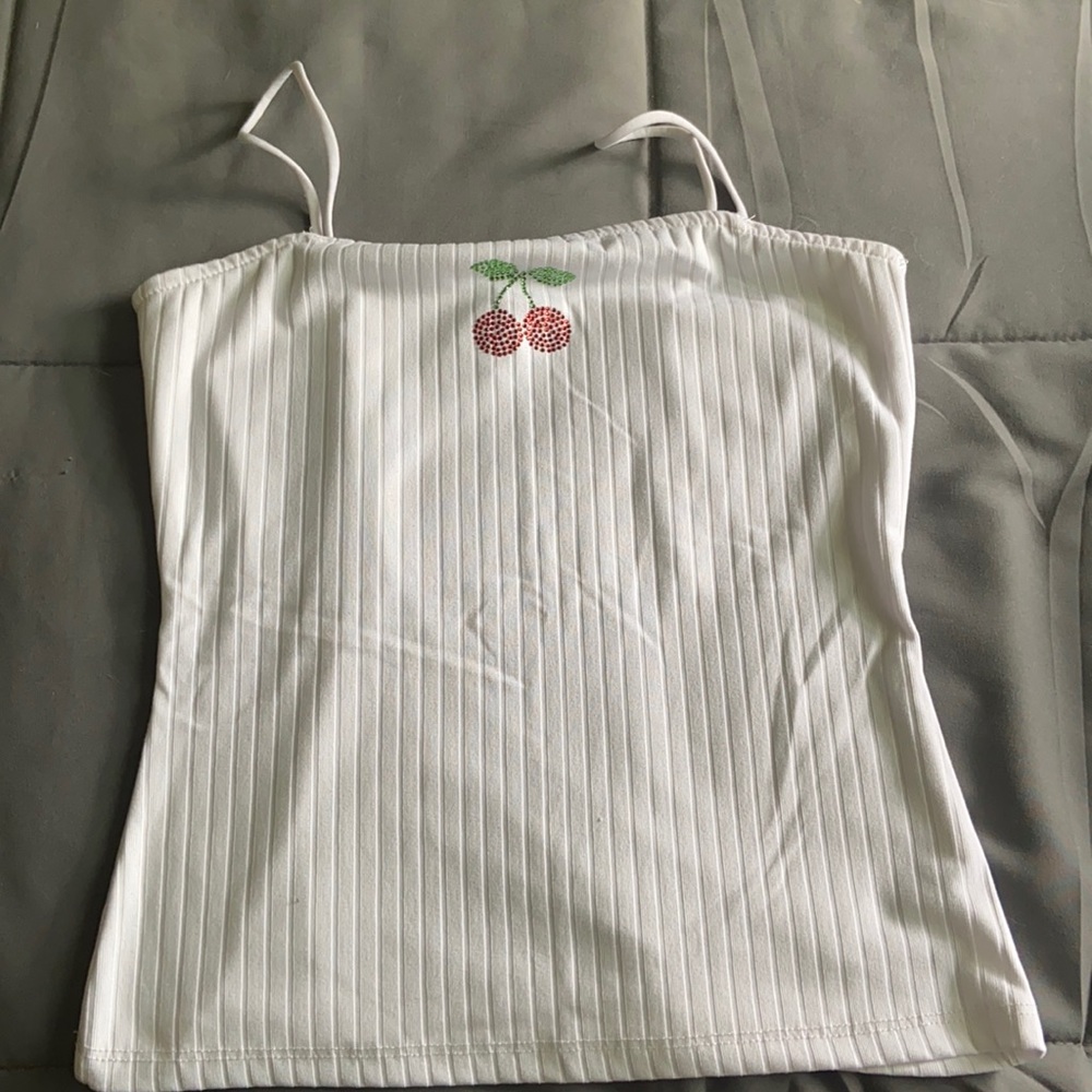 white spaghetti strap tank